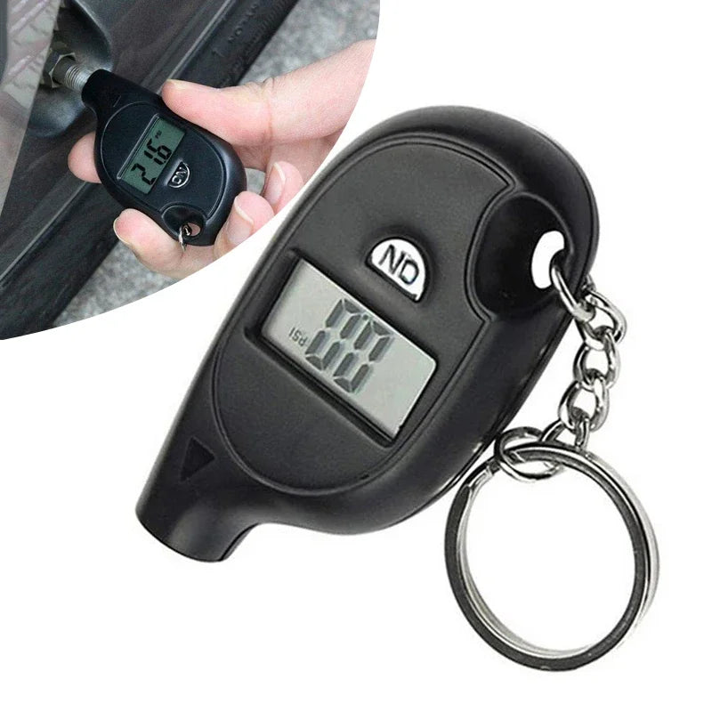 1-4Pcs Keychain Style Tire Gauge Digital Lcd Display Tester Gauge Car Tire Pressure Test Meter Car Motorcycle Tyre Diagnostic