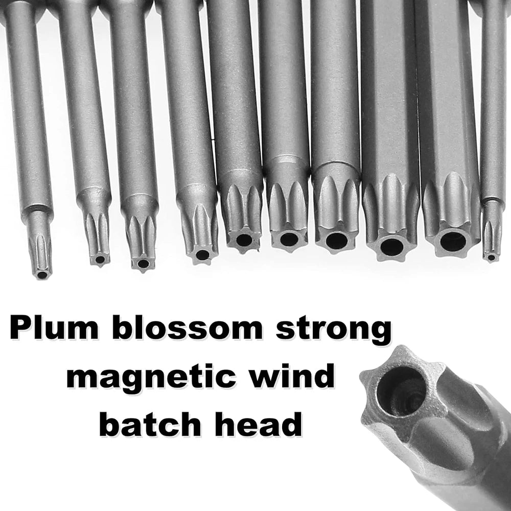 11PCS Torx Head Screwdriver Bit Set Magnetic 1/4" Hex Shank S2 Steel 3 Inch Long Drill Bits Security Torx Bits T6-T40 50/100mm