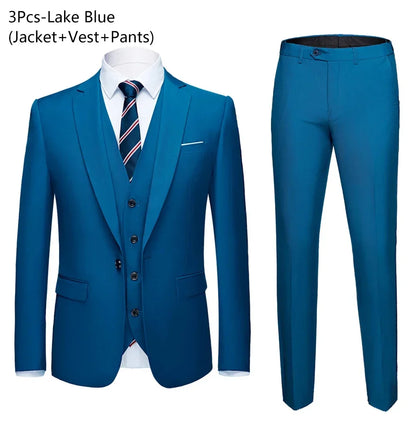 Elegant Men Suits 3 Pieces 2 Blazers Sets Wedding Jackets Vest Pants  Classic  2025 Formal Coats Korean Costumes