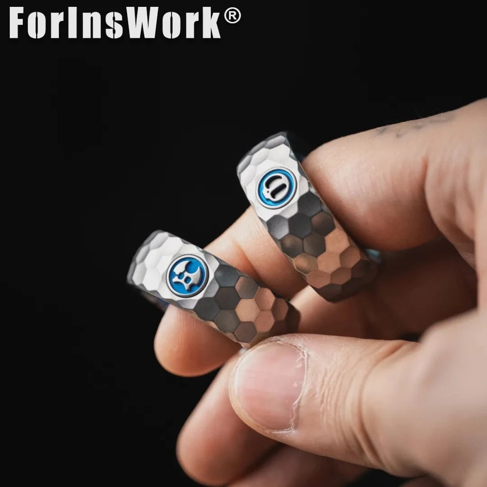 LAUTIE Titanium Blue Mechanic-Thorns Fidget Ring, Spy Wars Series Adjustable Magnetic Settings Magnetic Fidget Toy