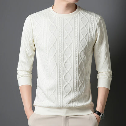 New Best-selling Fashion Men's Fried Dough Twists Shape Warm Top Long Sleeve Sweater Outdoor Office Round Neck