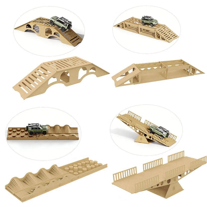 RC remote-controlled vehicle, off-road obstacle, bridge crossing, steep incline, ramp board, 1/18, 1/24, 1/30, SCX24, SCX30.
