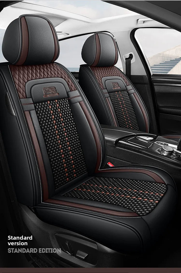 Universal Auto Split Seat Car Full Seat Cover Breathable Ice Silk Nappa Leather Car SUV Cushion Full Seats Cover Protection