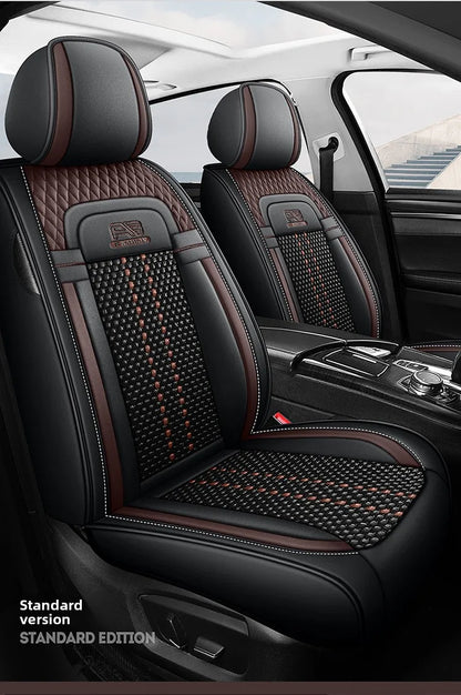 Universal Auto Split Seat Car Full Seat Cover Breathable Ice Silk Nappa Leather Car SUV Cushion Full Seats Cover Protection