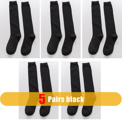 1/5 Pairs Men's Solid Cotton Long Crew Socks Elastic Business Formal Dress Socks For Gentleman Daily Party