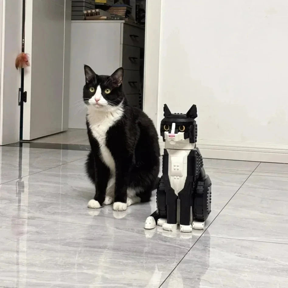 2026 Tuxedo Cat building block model set, compatible with Lego particles, suitable for Christmas gifts