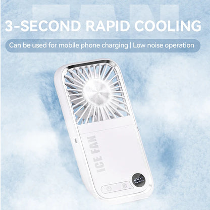 Portable Fan Semiconductor Cooling with Power Bank LED Display Type-C Rechargeable Foldable Pocket Fan