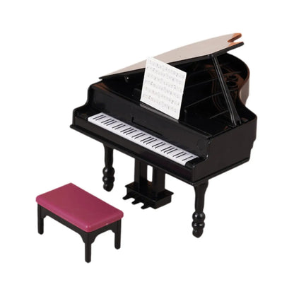 Dollhouse Mini Grand Piano Interactive Flip Cover Miniature Musical Instrument Furniture for Doll House Living Room
