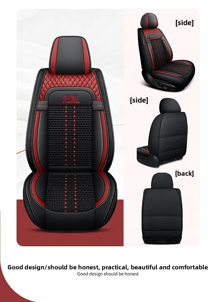 Universal Auto Split Seat Car Full Seat Cover Breathable Ice Silk Nappa Leather Car SUV Cushion Full Seats Cover Protection