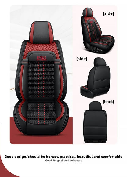 Universal Auto Split Seat Car Full Seat Cover Breathable Ice Silk Nappa Leather Car SUV Cushion Full Seats Cover Protection