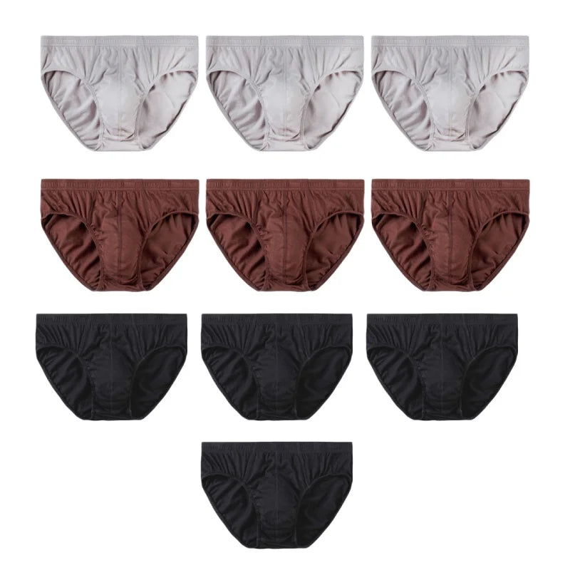 10Pcs/Lot Men's Plus Size 100% Cotton Briefs Loose Breathable Comfortable Mid-Rise Underwear XL-5XL Lingerie Underpants