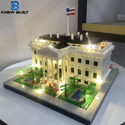 Knew Built Micro Mini Building Block with USB LED Light, White House Toy, Architecture Model, Ideal Decorative Piece Home Office