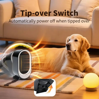 1200W Portable Electric Heater Mini Desktop Fan Heater Smart Hot Air Blower for Home Bedroom Office Winter Warmer