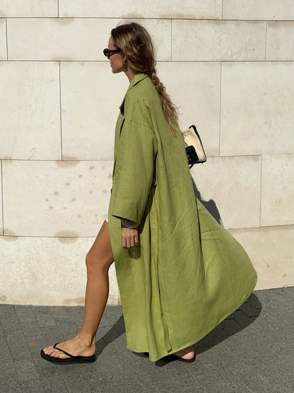 Tossy Casual Loose Lace-Up Dress Female Lapel Long Sleeve High Waist Solid Autumn 2025 New Bandage Dress Women's Commute Dress