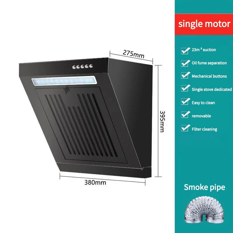 380mm Mini Single-Motor Kitchen Hood Household Rental Room Side Suction Kitchen Ventilator Exhaust Hood Energy Conservation