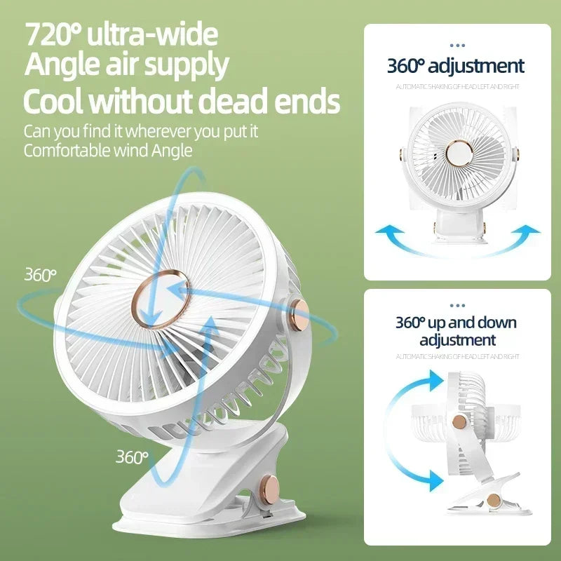 Car Rechargeable Desktop 2000mAh Portable Outdoor Home Fan Air Cycle Device Wireless Ceiling Mounted WithLED Light Clip on Amagi