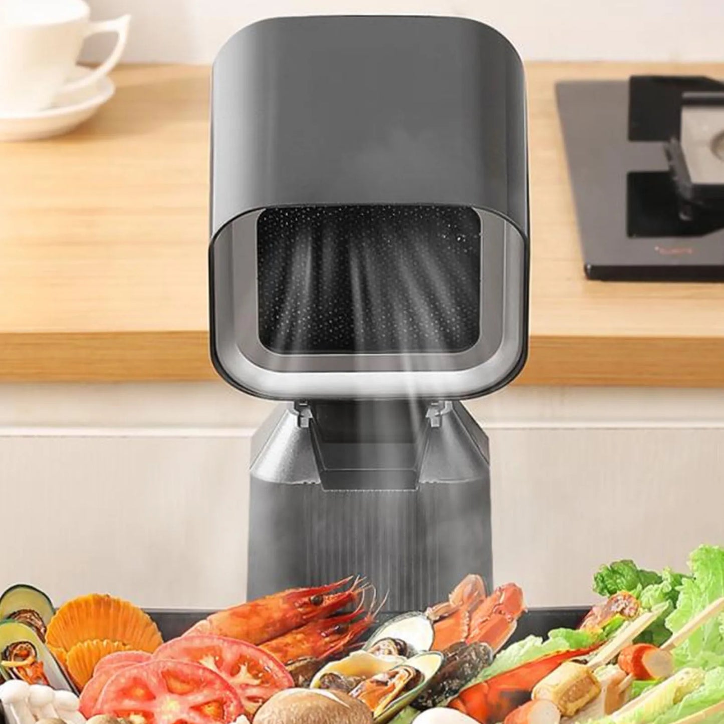 Portable Range Hood Retractable Desktop Cooker Hood with 2 Speed Exhaust Fan and Oil Cup for Barbecue Party Hot Pot