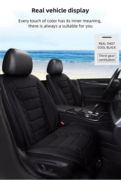 USB Summer Cooling Car Seat Cushion With Fan Front Seat Cooled Seat Cover Black Ventilated Breathable Seat Cover 3-Speed Setting