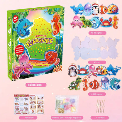 Children DIY Princess Shaker Charm Animal Ocean World Keychain Pendant Educational Toy Set for Kids Creative Play