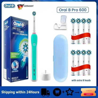 Oral B Electric Toothbrush Pro 4000 3D Action Daily Clean Teeth Visible Pressure Sensor 4 Modes Gum Cares Waterproof Rechargeabl