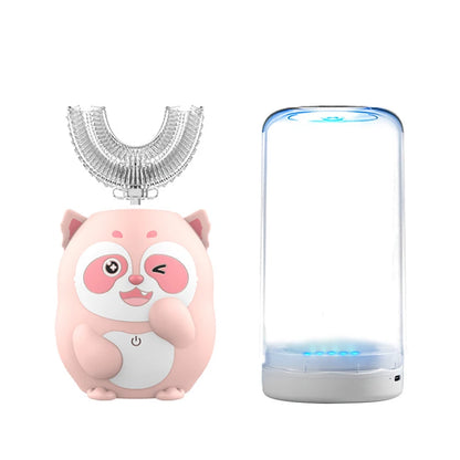 Children's Sonic Electric Toothbrush USB Rechargeable for Kids U-shaped 360Degrees Automatic Silicone Toothbrush Blue Light IPX7