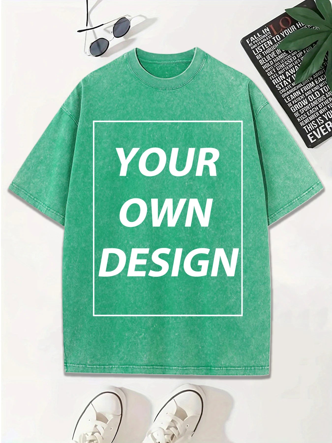 Personalized Custom Your Photo T Shirt Mens Summer Cotton Washed T-Shirt Breathable Fashion Short Sleeve Street Casual Retro Top