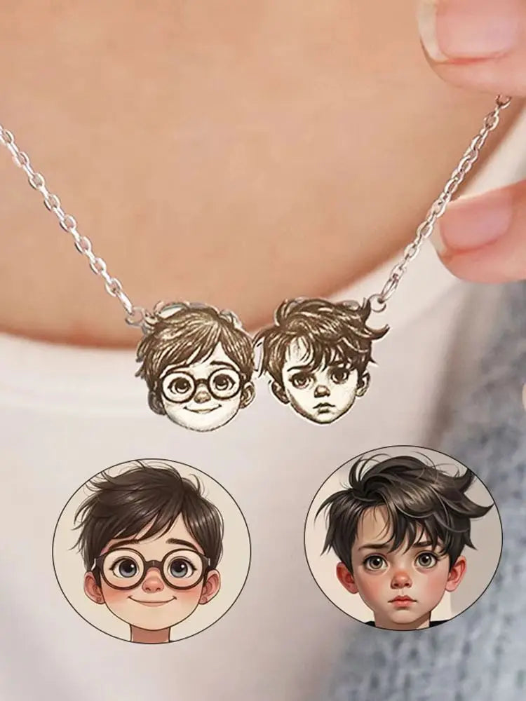 Personalized Portrait Pendant Necklace Custom Child/Couple/Pet Photo Chain Birthday Gift For Her Stainless Steel Jewelry