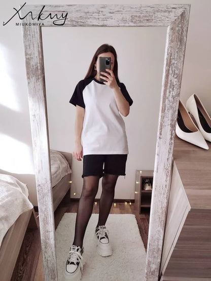 Simple White Oversize T-shirts For Women Cotton Summer Green T Shirts Women Short Sleeve Loose Blue T Shirt Women Yellow Top Tee