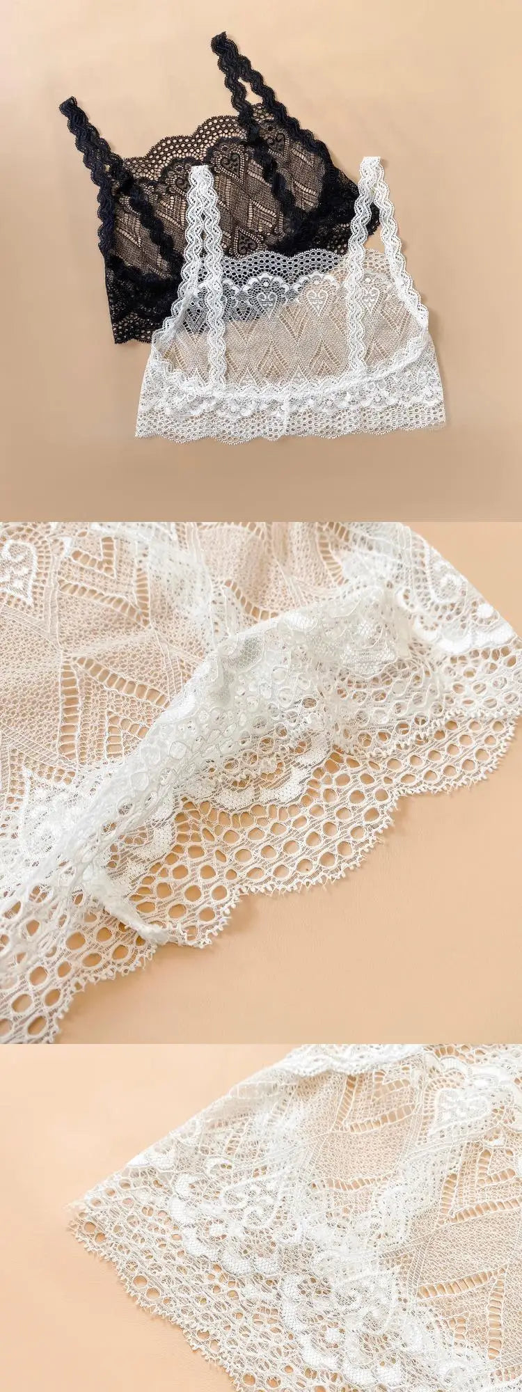 Low-Neck Lace Strap Vest Women's Sexy Backless Bralette Prevent Exposure Front Chest Back Design Short Length Casual Style