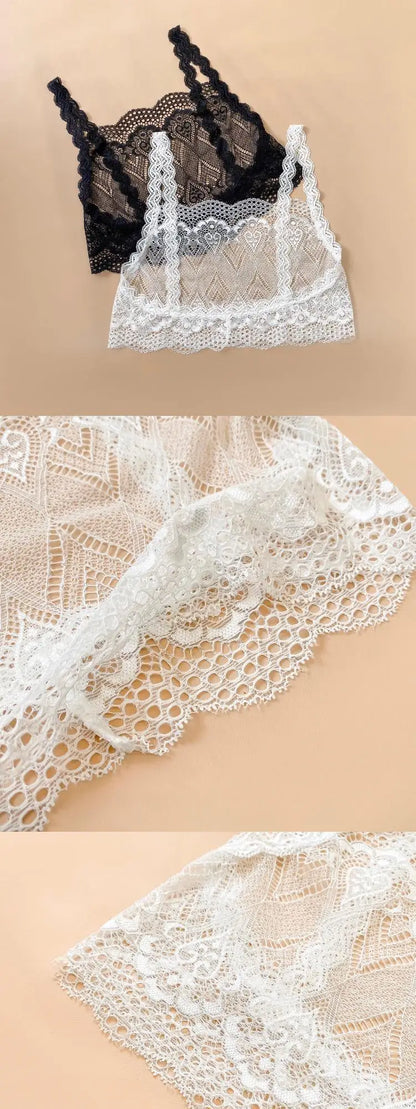 Low-Neck Lace Strap Vest Women's Sexy Backless Bralette Prevent Exposure Front Chest Back Design Short Length Casual Style