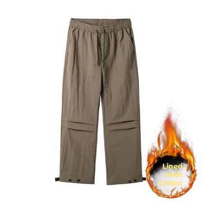 Outdoor Snowproof Men's Thermal Cotton Pants Winter Outdoor Skiing Trousers Windproof Breathable Straight Leg Casual Pants