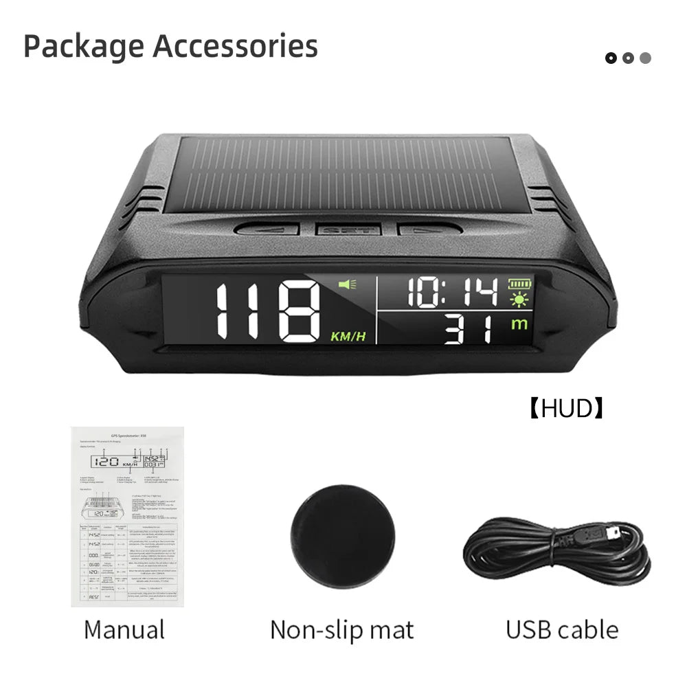 Digital Head‑Up Displayer OBD2+GPS Speed Warning Head Up Display Smart Gauge Car HUD Speedometer Turbo RPM Alarm for Car Truck