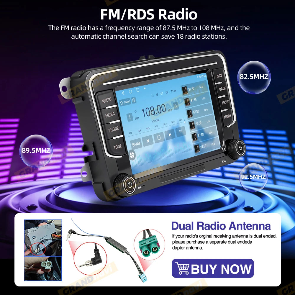 GRANDnavi Android13 Car Radio GPS For VW Volkswagen Skoda Octavia Golf 5 6 Touran Passat B6 Polo Jetta 2Din Multimedia Player
