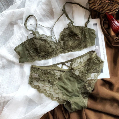 Novidades Conjunto Lingerie Renda Ultra Fina Mulher Sutiã Arco Macio Push Up Minimizador Busto Anti Flacidez Confortável 32-42