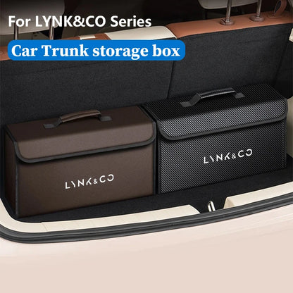 Car Trunk Storage Box Fit For LYNK&CO 01 02 03 05 06 07 08 09 10 Z10 Z20 900 2024 2025 Storage Bag Leather Car Trunk Tool Box