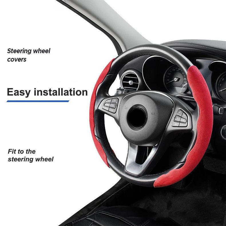 Suede Car Steering Wheel Cover Anti-Slip Protector Shell For Honda Mugen Power Civic Accords CRV Hrv Jazz CBR VTEC VFR Accessory