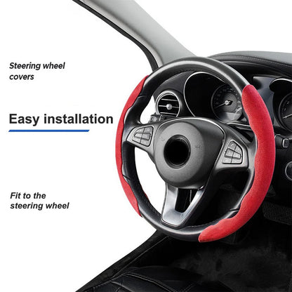 Suede Car Steering Wheel Cover Anti-Slip Protector Shell For Honda Mugen Power Civic Accords CRV Hrv Jazz CBR VTEC VFR Accessory