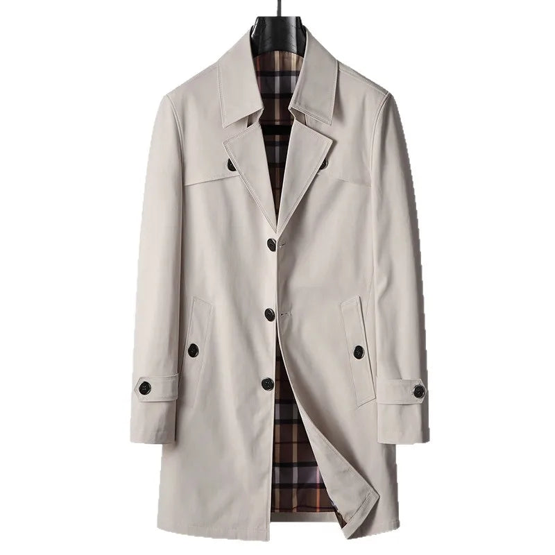 2026 Men Luxury Business Casual Coat Trench Coat Spring Autumn Long British Light