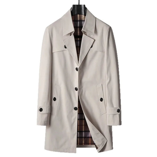 2026 Men Luxury Business Casual Coat Trench Coat Spring Autumn Long British Light