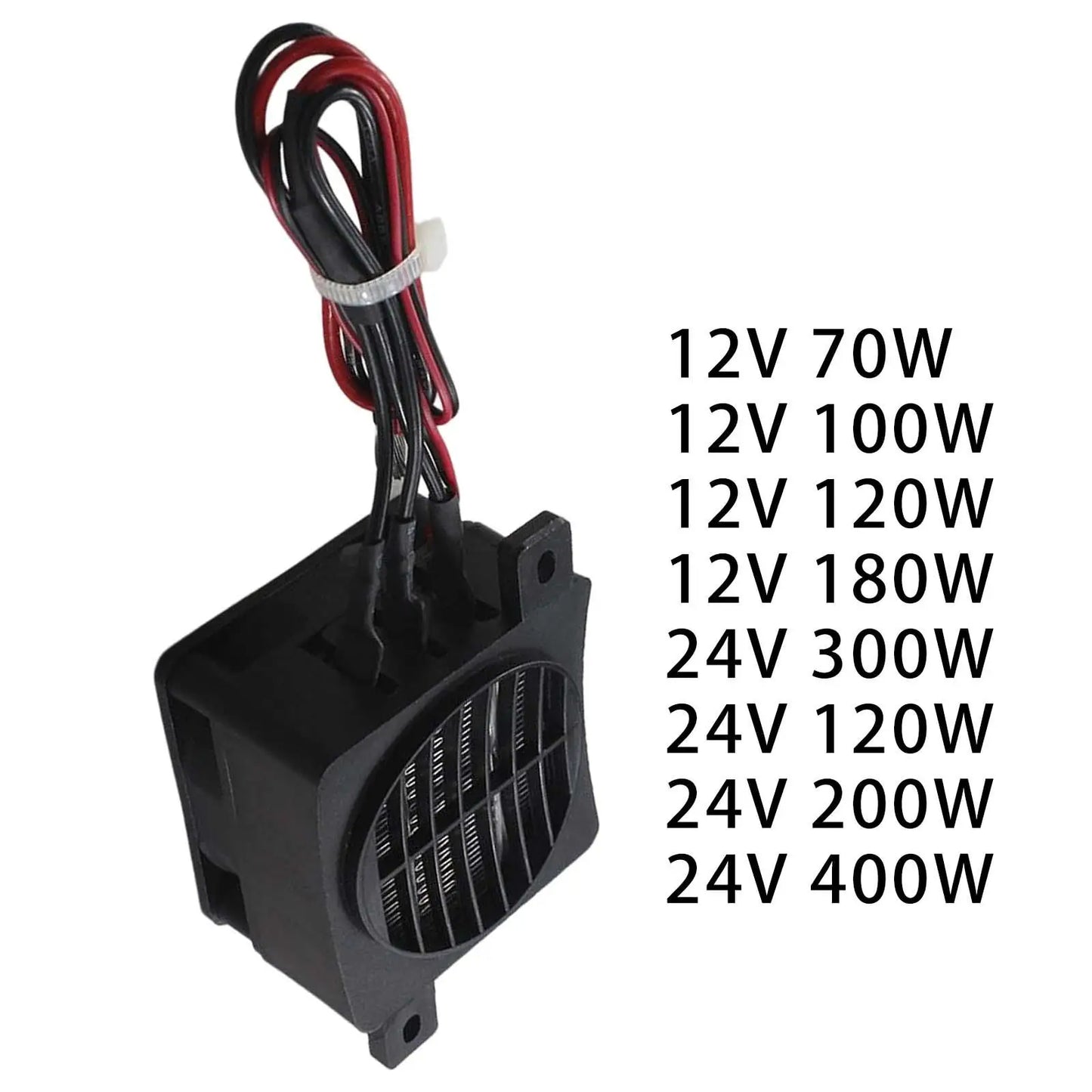 DC 12V 24V PTC Heating Element Adjustable Thermostat Overheat Protector Adjustable Mini Electric Heater Fan for Indoor Bedroom