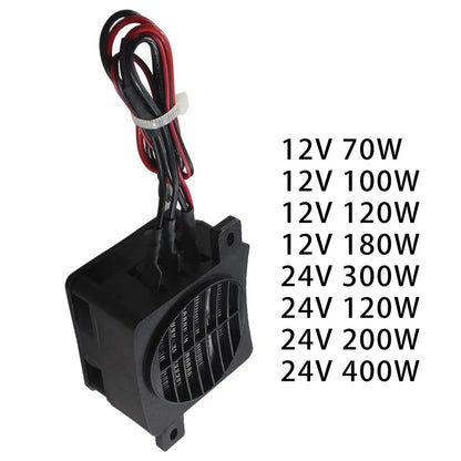 DC 12V 24V PTC Heating Element Adjustable Thermostat Overheat Protector Adjustable Mini Electric Heater Fan for Indoor Bedroom