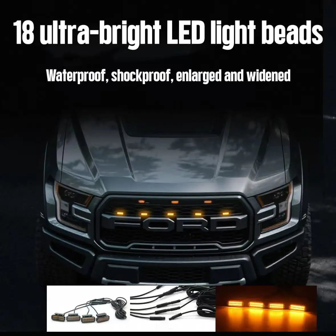 18LED Front Grille Light FOR FOTON TUNLAND V9 Car Daytime Running Light Wheel Eyebrow Lamp For Pickup Offroad 12V led light