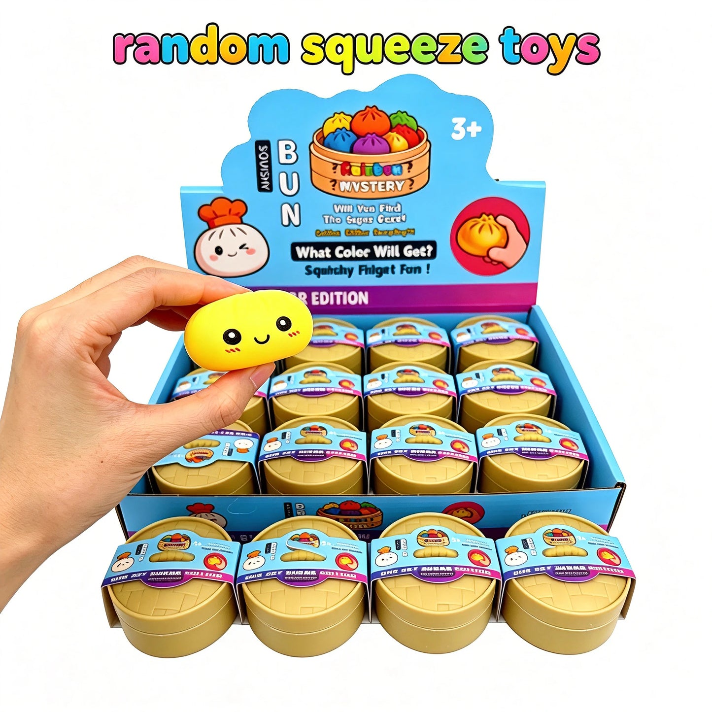 Hot Sale Blind Box Colorful Simulated Dumpling Squishy with Box Dumplings Sensory Squeeze Toy for Stress Relief
