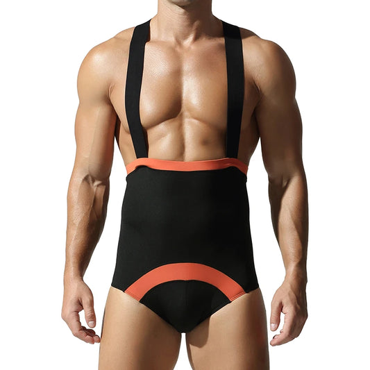 Men's shapewear, high elasticity, tight fitting, casual, sports, fitness, beauty, sexy base, one-piece suspender underwear