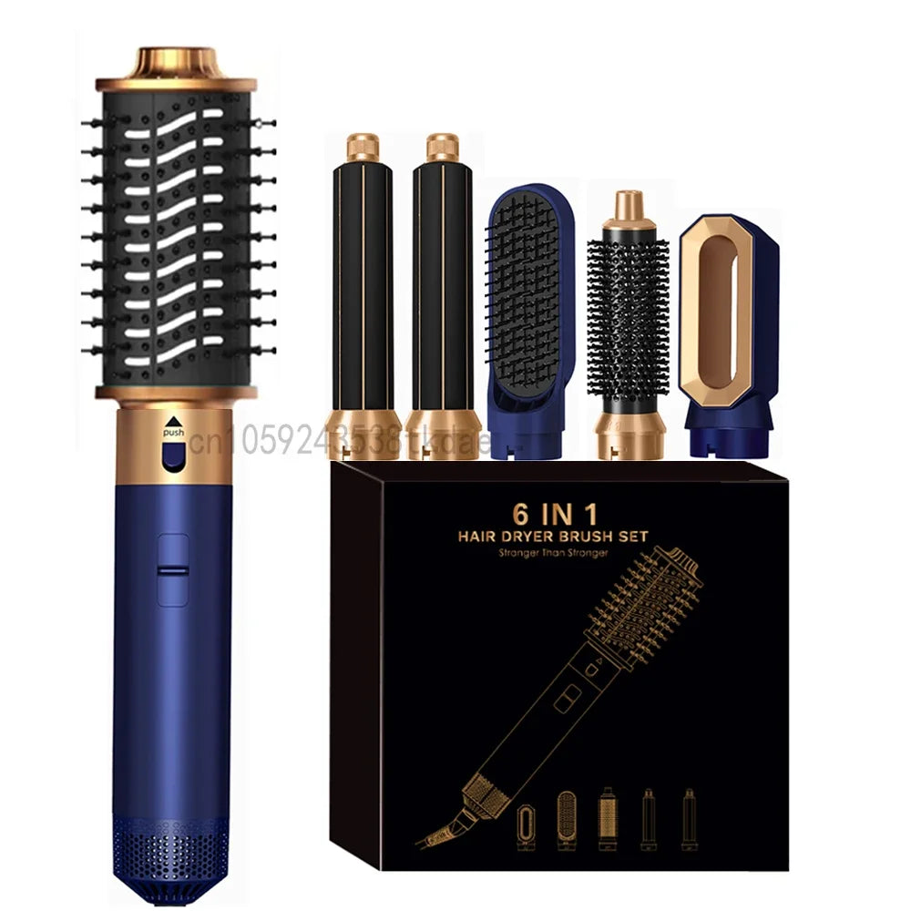 6 in 1 Hair Dryer Brush Hot Comb Set Professional Curling Iron Hair Straightener Styling Tool For Air styling Airwrap Hair Dryer