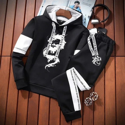 Men's Tracksuit Casual Autumn Winter Simple Daily Quality Sports Hooded Single Sweatshirts And Sweatpant Comfort Outdoor Jogging