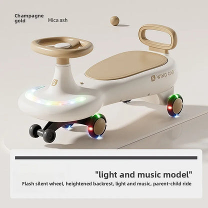 Kids Twist Car Anti Tip 360 Swivel Silent Glow Wheels Rideable Adult Seating Boys Girls Baby Child Twisting Car Anti Rollover