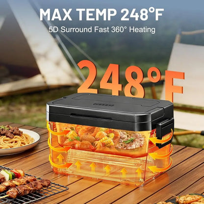 1.2L Portable Electric Lunch Box with APP Control, Rechargeable and Automatic Heating for Adults
