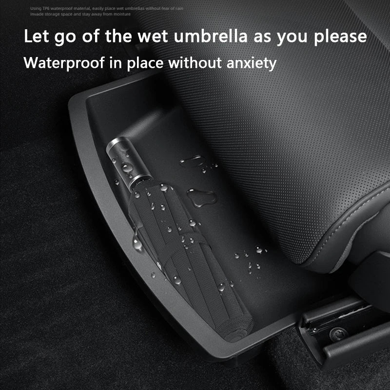 Under Seat Storage Box For Tesla Model YL 2025-2026 TPE Front Under Seat Organizer Trash Can Car Interior Accessories