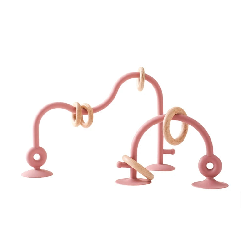 Silicone Educational Toys Infant Montessori Toy Teething Track Maze Baby Toy Wooden Roller Coaster Bead Baby Accessory Teether